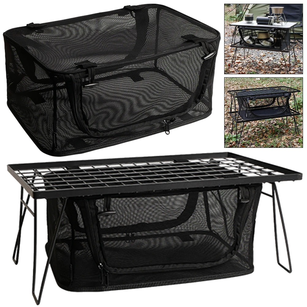 Description Picture 6 of itemUnder Table Storage Box Multi-Purpose Picnic Mesh Organizer Bag Portable Foldable Mesh Basket Organizer for Outdoor Camping