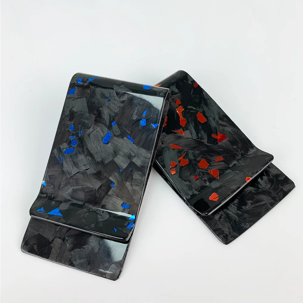 Real Forged Red Gold Green Carbon Fiber Cash Money Clip Slim Credit Card Holder Daily Use