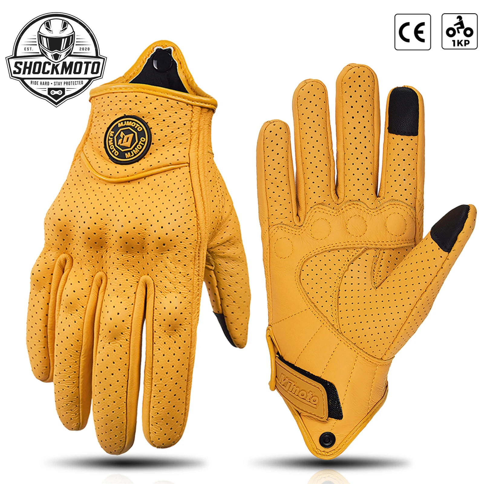 Vintage Leather Motorcycle Gloves - Durable, Anti-Slip, Unisex Summer Riding Accessory