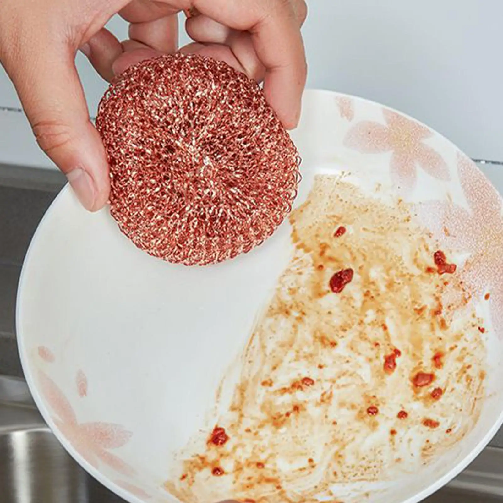 2Pcs Dishwashing Brush Dish Cleaning Brush Kitchen Scrub Pads Copper Wire Pot Scrubbers Cleaning Supplies Dishwashing Sponge