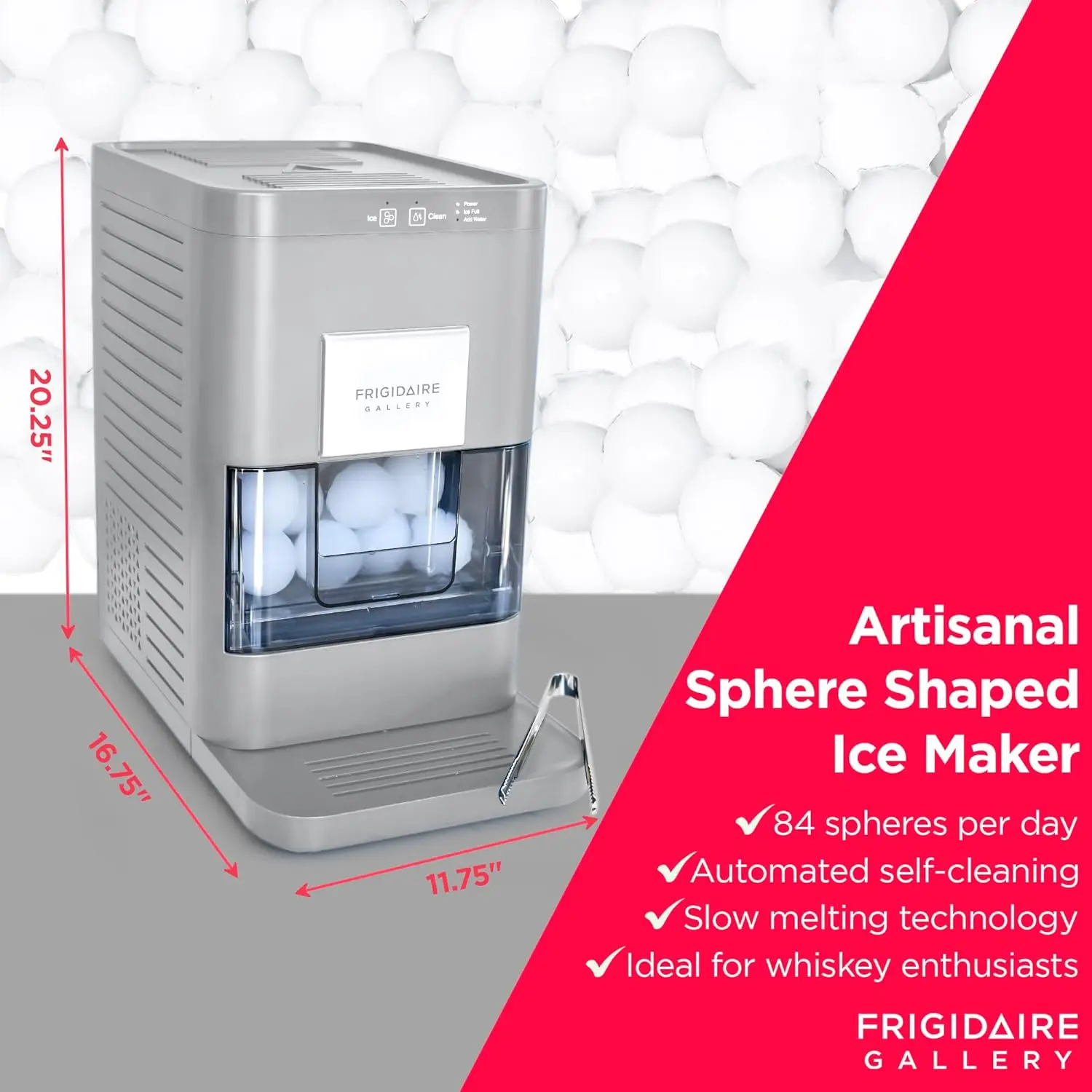 Countertop Artisanal Sphere Ice Machine Transparent Window Gourmet Ice Maker Auto Self Cleaning Making Machine
