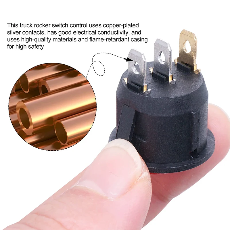5 stücke KCD1 Ein/Aus 3-Pin 2-Position Snap 20A 12 V Rote LED Runde Boot Rocker schalter mit LED Für Auto Haushalt DIY Ersatz – Detail 9