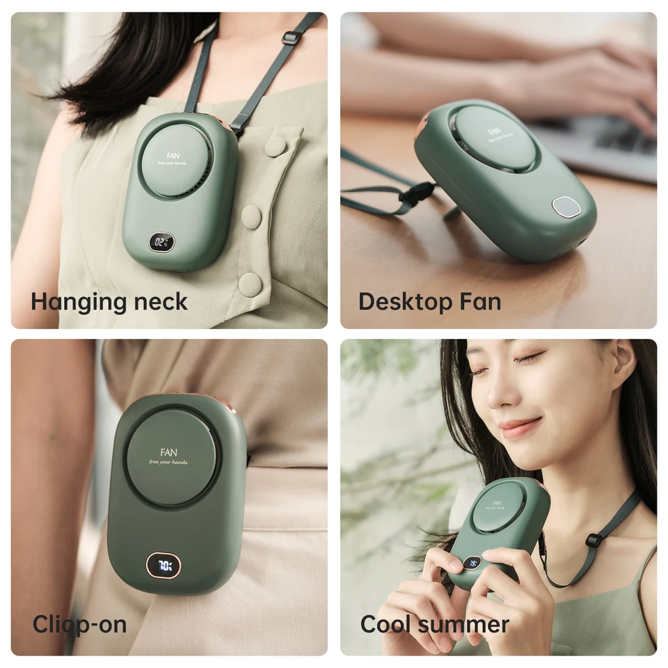 Vissko Portable Hanging Neck Mini Fans With Adjustable Lanyard Bladeless USB Rechargeable Sports Cooling Fan For Kids_voghion.com
