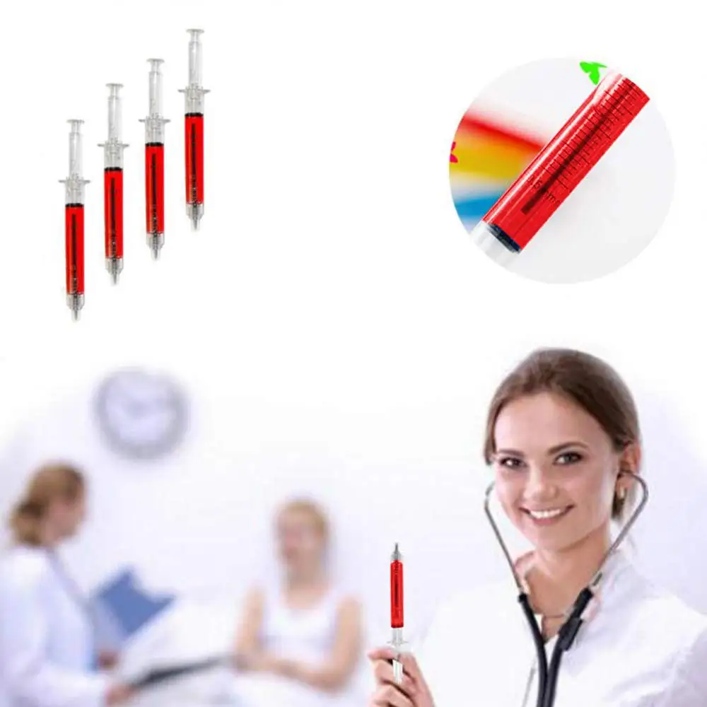 40Pcs Rot Injektion Typ Kugelschreiber Arzt Krankenschwester Geschenk Flüssigkeit Stift Farbe Spritze Stifte Büro Schule Liefert – Detail 6
