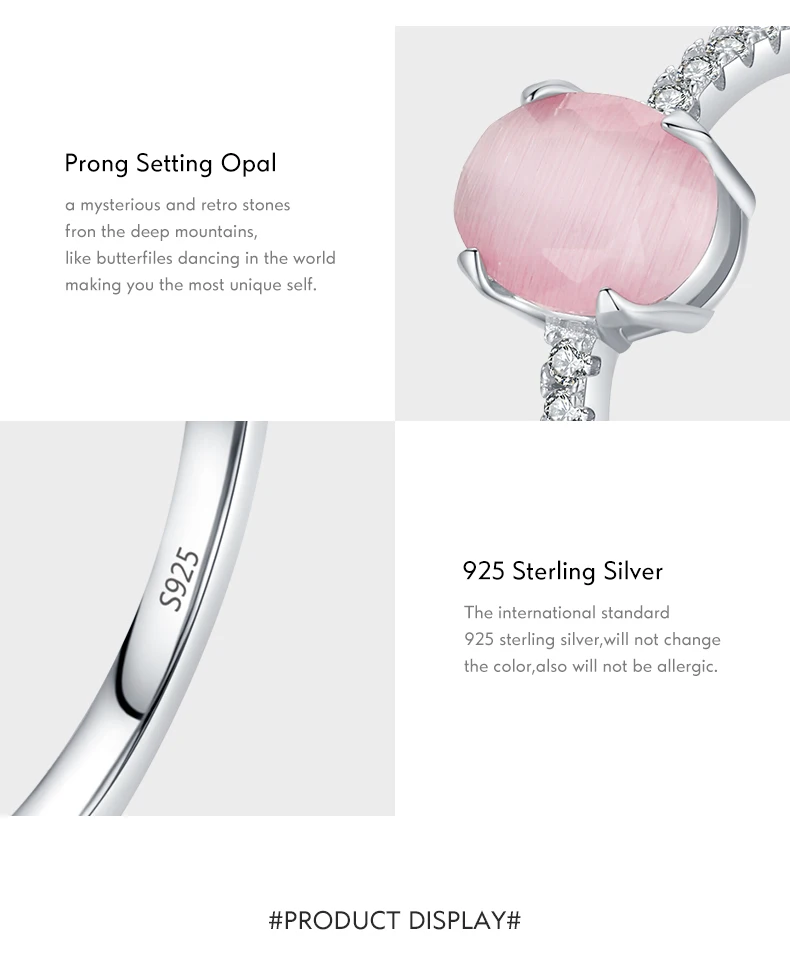 Modian Genuine 925 Sterling Silver Fashion Romantic Oval Pink Opal Finger Ring For Women Girls Charm Party Fine Jewelry Gifts Modian Genuine 925 Sterling Silver Fashion Romantic Oval Pink Opal Finger Ring For Women Girls Charm Party Fine Jewelry Gifts