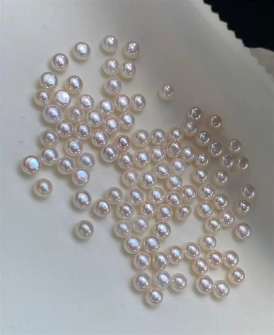 Beads Charms Pearl Beads Bead Jewelry Making 2-5A Beads Button White Pearl With Half Hole Natural Cultured Pearls for DIY Trendy Woman Earrings