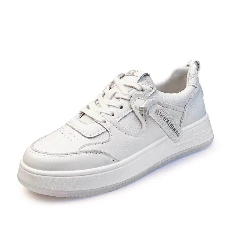 New 2022 Woman'S Sneaker Genuine Leather Thick Bottom Spring Shoes for Woman Fashion Daily Footwear Size 35-40 Flat Sneakers