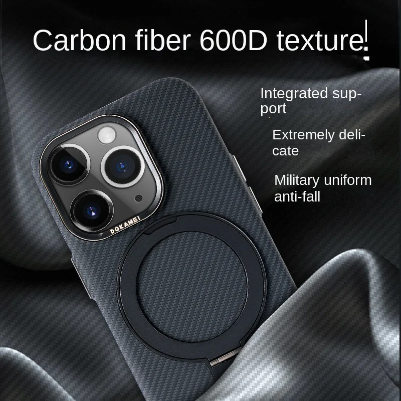 

Deluxe Carbon Fiber Fraser Texture Magnetic Ring Stand For IPhone 15 14 13 Pro Max Magsafe Wireless Phone Case