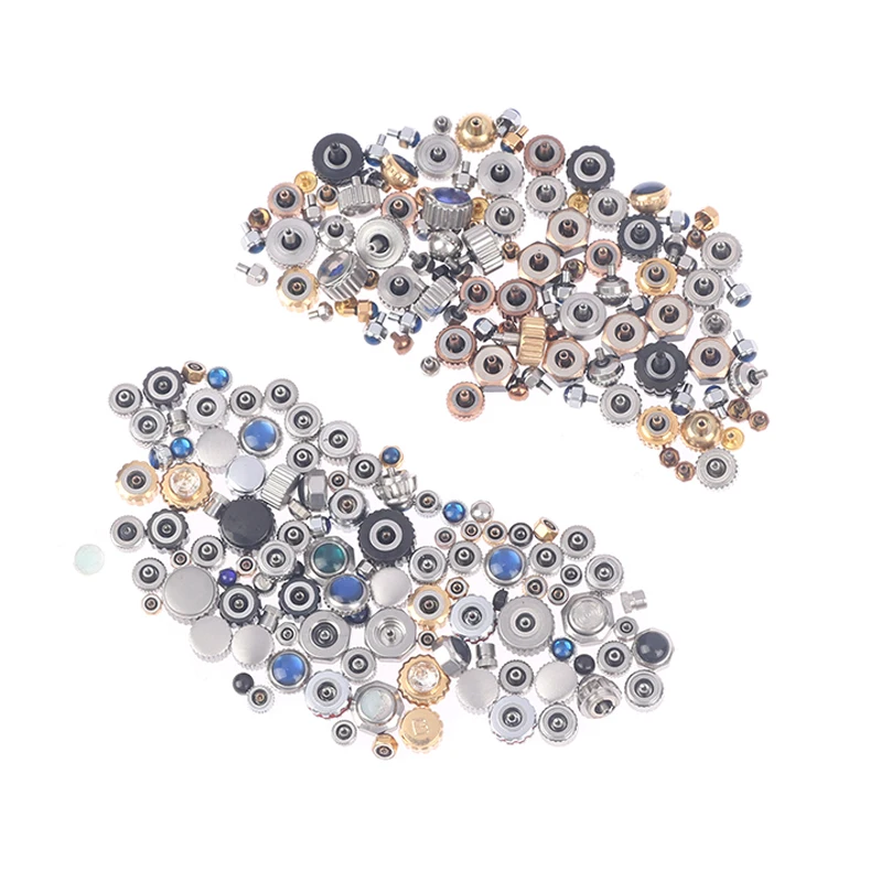 

100PCS Mixed Waterproof Steel Watch Handles Watch Crown Various Sizes And Colors For Watchmakers Watch Accessories High/Low Pipe