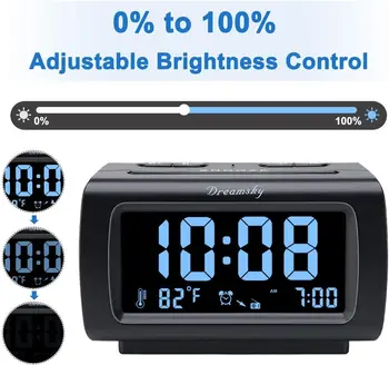 Digital Alarm Clock with FM Radio, USB Charging, Dimmer Display, Sleep Timer, Temperature and Battery Backup for Bedroom 4