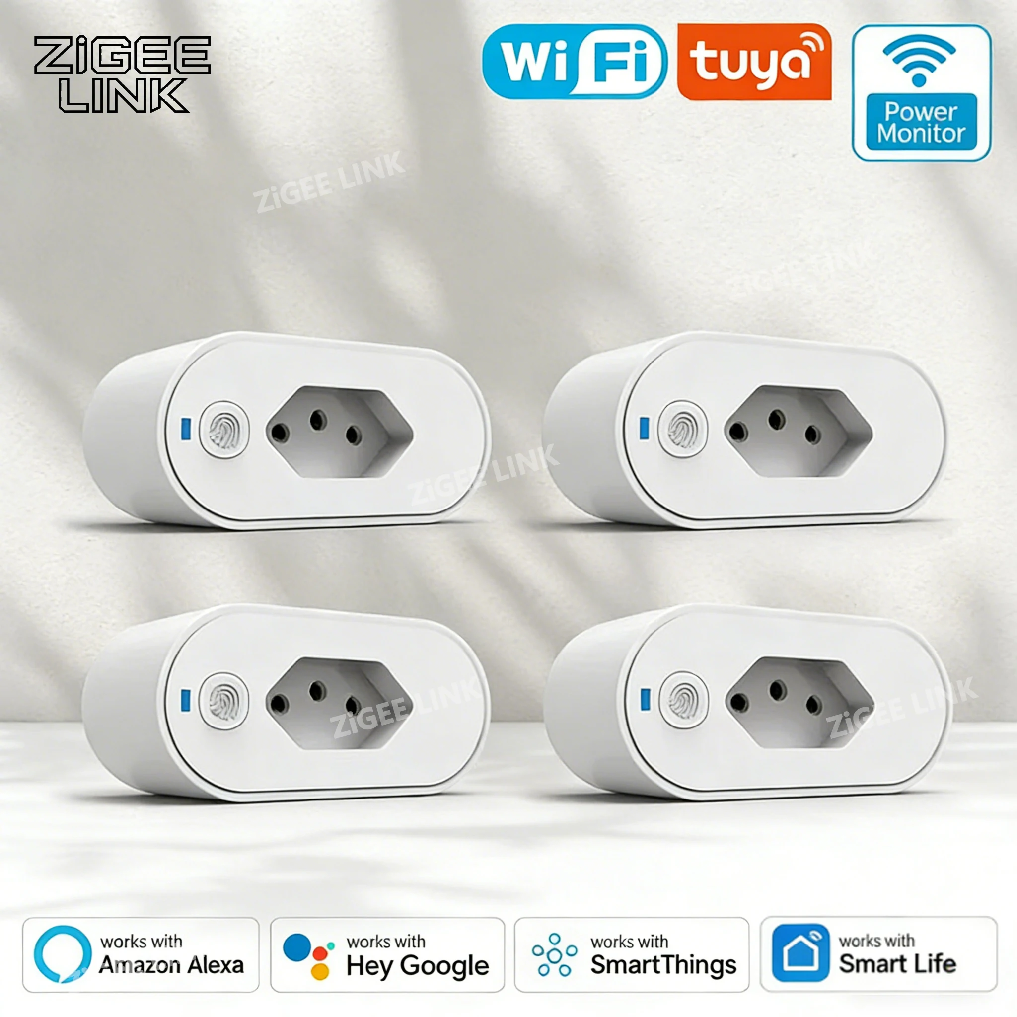 Brazil Tuya Wifi Socket Adaptador De Soquete Inteligente 16A Suporte Smart Life App control Alexa Google Home Controle vioce 1