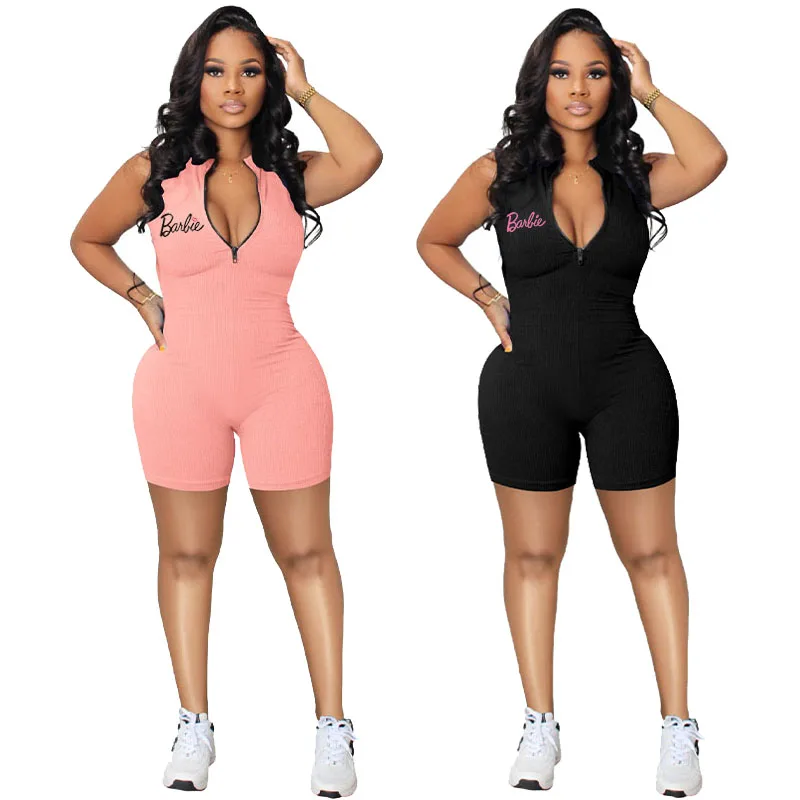 Sexy Slim High Stretch Barbie Tuta Yoga Tuta Europea Americana Di Grandi Dimensioni Peach Butt Zipper Low Cut Tuta Per Le Donne