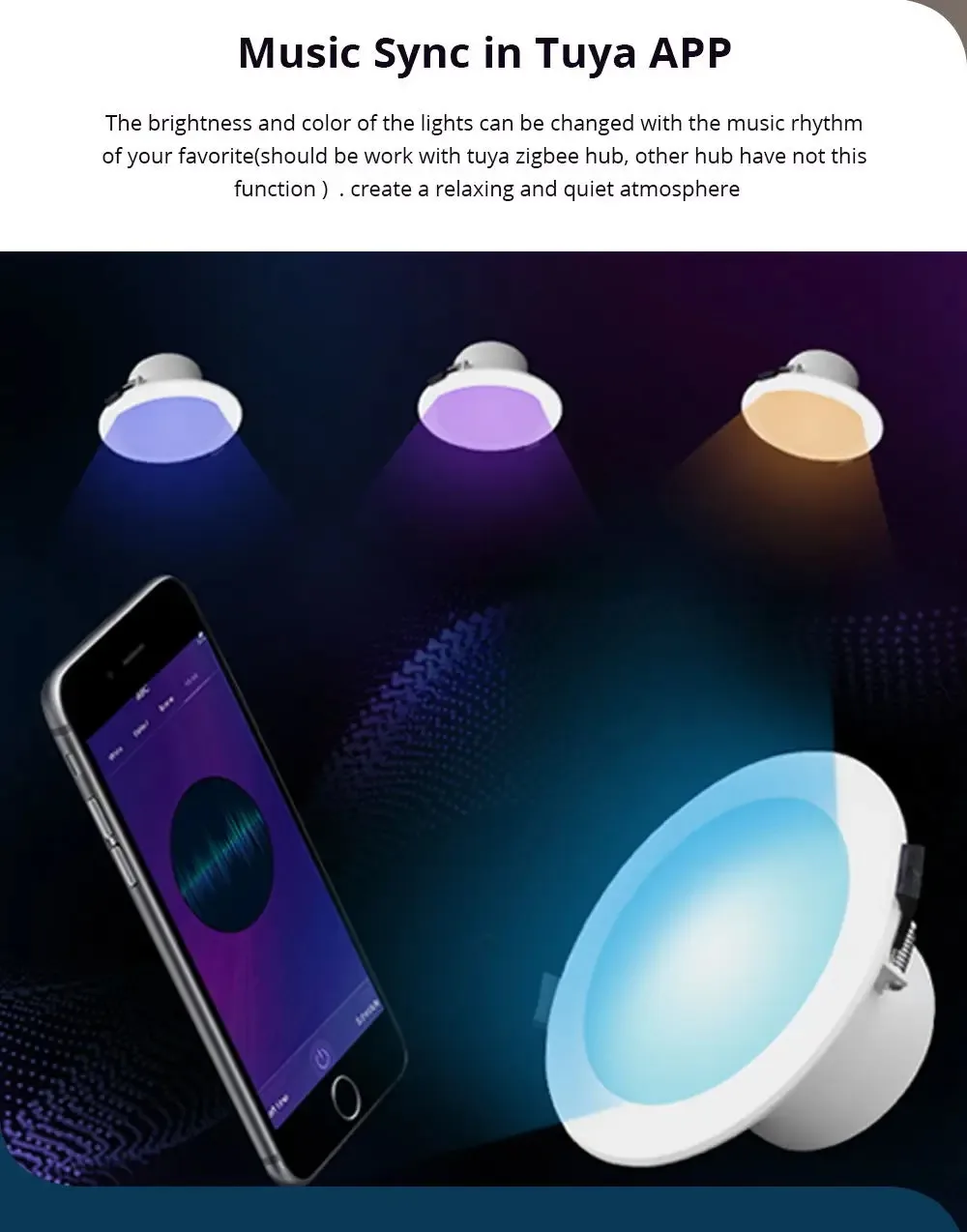 15W LED Downlight Ceiling Light RGBCW Zigbee Smart Dimmer Lamp Work with Tuya Ze