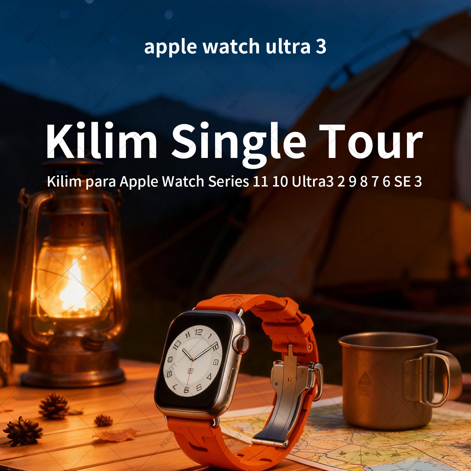 2026 Kilim Armband für Apple Watch Series 12 11 10 Ultra 4 3 2 SE 3 mit Faltschließe, Iwatch 46 42 41 45mm 49MM Fluoroelastomer-Band – Detail 2