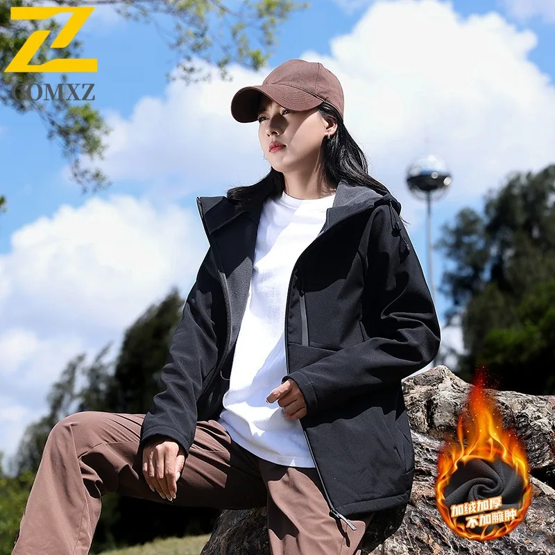 COMXZ Premium Outdoor Mens Jacket Hooded Adventure Thickened Warm Parka Street Style Comfortable Cold Resistant Winter Clothing