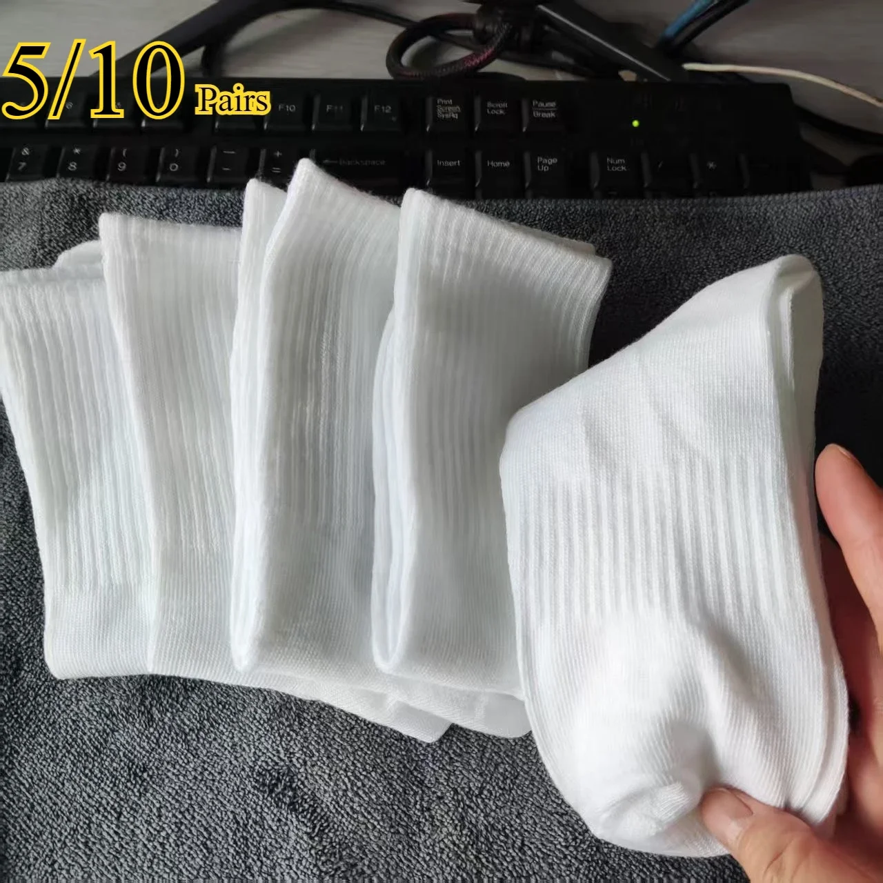 Men Mid Length Socks Anti Odor Sweat Absorbing Breathable 5/10 Pairs