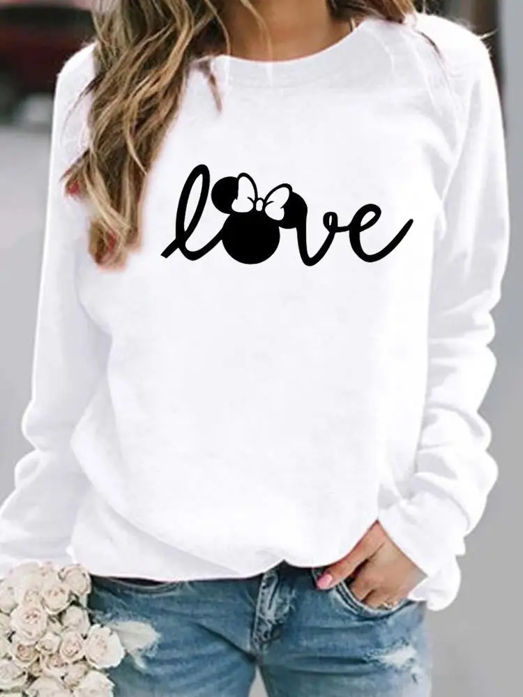 

Casual Love Letter Ear Head Trend Print Pullovers Women Fashion Holiday Lady Autumn Spring Long Sleeve Female Graphic Sweatshirt