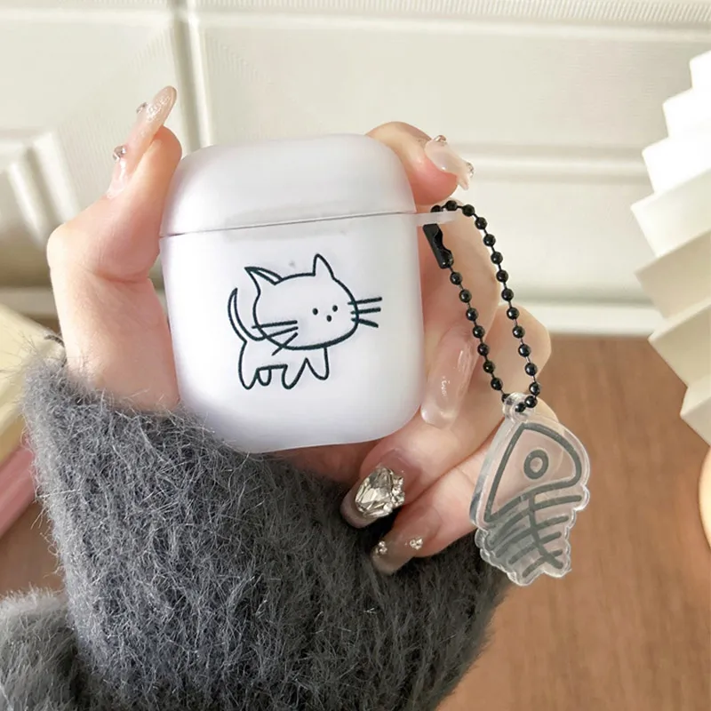 Apple airpods 귀여운 고양이 에어팟 케이스, 귀여운 만화 애플 에어팟 무선 귀마개, 스크래치 방지 에어팟 프로 보호 케이스, 헤드폰, 아이폰