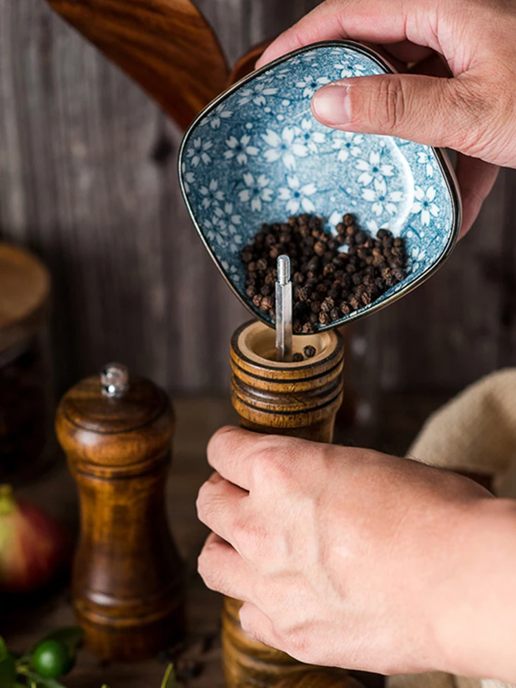 5" 8" 10" Salt and Pepper Grinder Solid Wood Spice Pepper Mill with Strong Adjustable Ceramic Grinder Kitchen Cooking Tools salt and pepper grinder