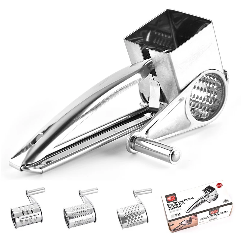 HOT~Cheese Stainless Steel Grater Hand Crank Rotary Blades Grater Kitchen Tools 
