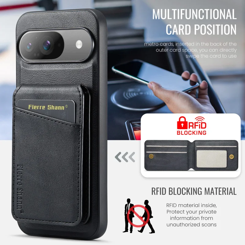 Magsafe Magnetic Leather Fold Wallet Phone Case with Card Slot Bracket