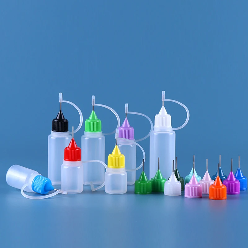 100개 5ml 에센셜 오일 누출 방지 여행용 병 세트 10 플라스틱 압착식 바늘 병, 아이 리퀴드 스포이드 샘플 드롭 캔, 접착제 잉크 어플리케이터 리필 용기, 3ml-120ml, 10 개