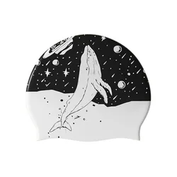 Antislip Waterproof Silicone Swim Cap with Ear Protection (WHITE)