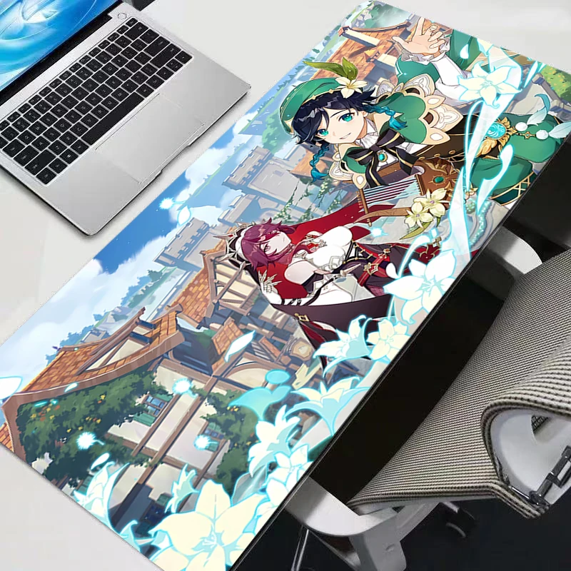 Large Gaming Genshin Impact Venti Mousepad New Keyboard Pad Gamer Mouse Pad on The Table Speed Desk Mat Anime 900x400 Mouse Mats 5