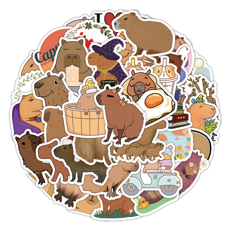 Cartoon Anime Kawaii New Capybara Stickers for Laptop Suitcase Album Stationery Waterproof Album Decals Kids Toys Birthday Gifts