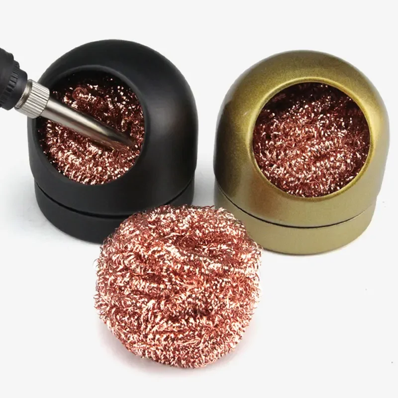 Welding Desoldering Soldering Solder Iron Tip Dross Cleaner Mesh Filter Tin Remove Cleaning Steel Ball Metal Wire With Stand Set desoldering soldering iron mesh filter cleaning nozzle tip clean cleaner dross cleaning copper wire ball tin remove steel box