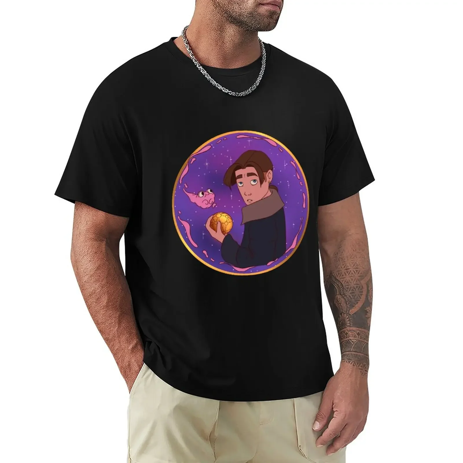 Jim Hawkins & Morph T-Shirt Abbigliamento Estetico Nero Plain White T-Shirt Uomo