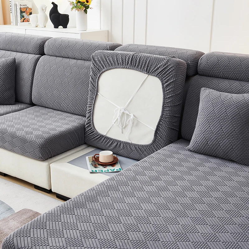 1pc jacquard plush sofa cushion cover, chalse long cover, back cushion slipcover ,stretch protector for 1/2/3/4 seat couch cover 6