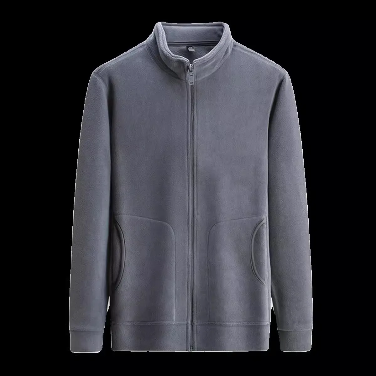 Men's Autumn Winter American Sle Fce Lined Zipper Long Sve Hoodie Open Cardigan Loose Fit Large Size Stand Collar Jaet