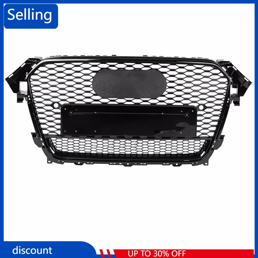 

For RS4 Style Front Sport Hex Mesh Honeycomb Hood Grill Gloss Black for Audi A4/S4 B8.5 2013-2016 For quattro style fast ship
