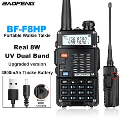 BAOFENG BF-F8HP Upgraded Walkie Talkie With Enlarge 3800mAh USB Charging Battery 8W Dual Band UV-5RT Portable Two Way Radio UV5R