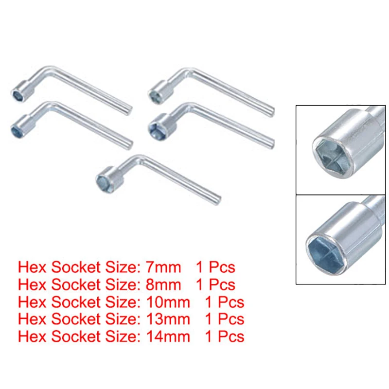 HARFINGTON L Shaped Angled Hex Socket Wrench 7mm High Carbon Steel Double Ended Metric 6 Point Tubular Socket Spanner For General Repairing Pipeline Bicycle Car Maintenance - View #2