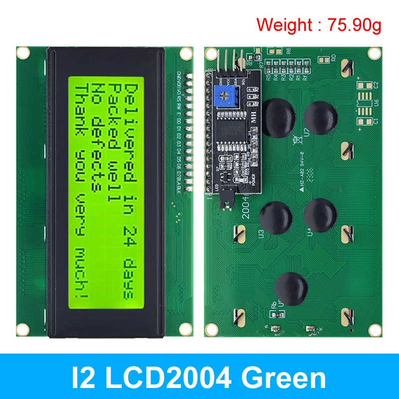 Enhanced LCD Display Module with I2C Serial Interface Adapter - Blue/Green Screen Character Display