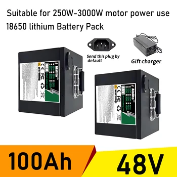 Batteria agli ioni di litio 18650, 48V20Ah-100Ah, BMS+caricabatterie integrati, spedizione entro 24 ore, adatta per motori inferiori a 3000W