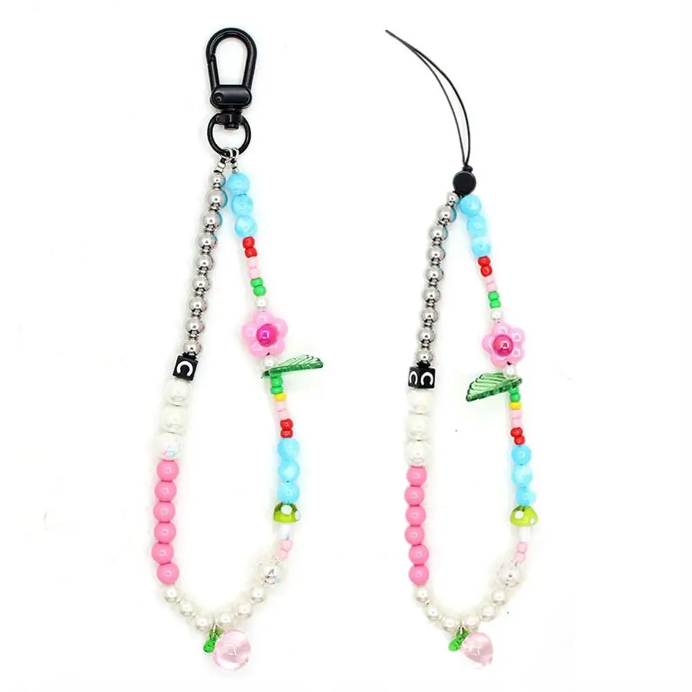 Juicy Peach Cell Phone Bead Chain Anti-Lost Phone Charm Flower Phone Lanyard Phone Jewelry Phone Decor Phone Wristlet Strap