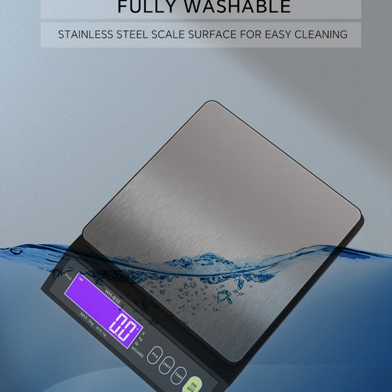 Báscula Digital Cocina Acero Inoxidable Impermeable | Balanza Alimentos Precisión 0.1g-10kg Recargable LED - Image 4