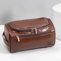 Elegant Leather Toiletry and Cosmetic Travel Bag (PU - Coffee)