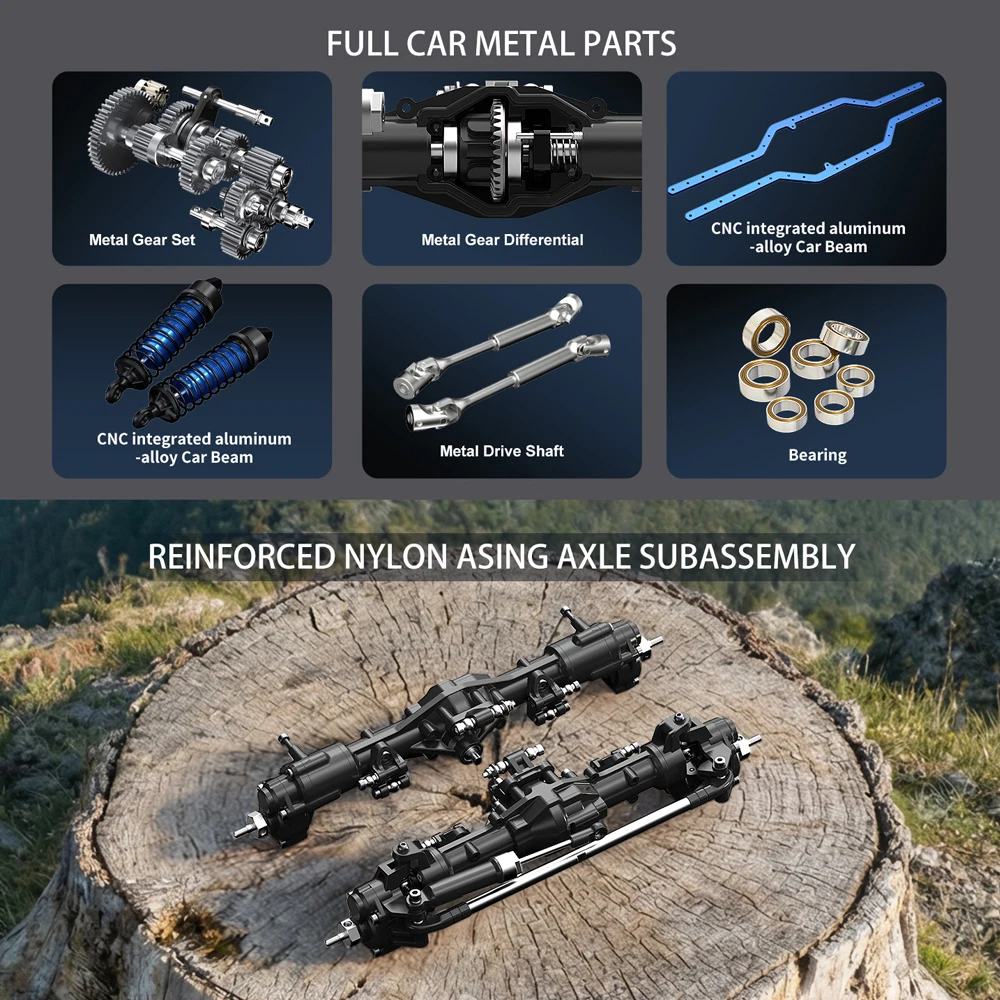 MJX HYPER GO H8E 1/8 Brushless RC Monster Truck 3S RTR – carrosserie détaillée et aileron arrière