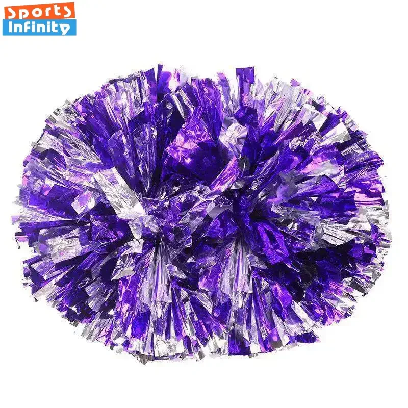 Cheerleading Pom Poms Colorful Handle Cheerleading Pom Poms Big Cheer Balls Silver Red Yellow Blue Hand Dance Pompoms Accessories for Women Girl Kids