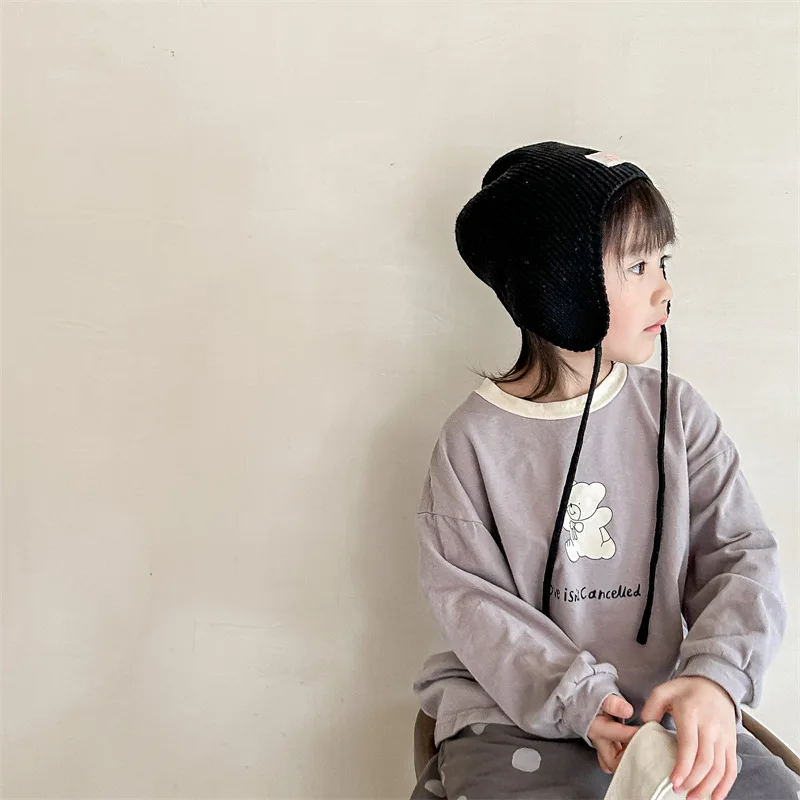 

2023 Children's Spring Wear New Korean Children's Spring Long T-shirt Boys and Girls' Long-sleeved Bottom Shirt Girl Clothes