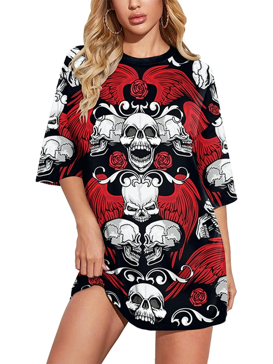 

Женская свободная рубашка с коротким рукавом и круглым вырезом