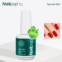 Nailpop 15ml Builder Gel: Enhanced Nail Strengthener & Extension Polish - Soak Off UV Gel Rhinestone Glue in 4 Vibrant Colors (TOP COAT - 15ML)