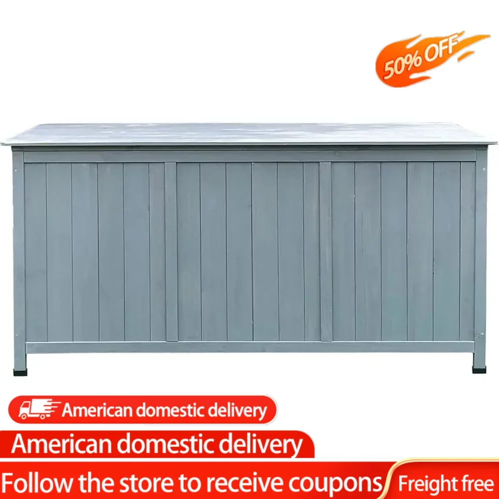 

8 Cu. Ft. Capacity Storage Bin Pool Supplies Folding Box Large Spacious Container for Patio Furniture Accessories Grey & Pillows