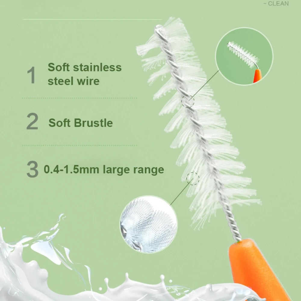 60개 I자형 컬러풀 브러시 픽스 교정용 치아 틈새 브러시 치간 브러시 치아 교정기 청소용 부드러운 브러시