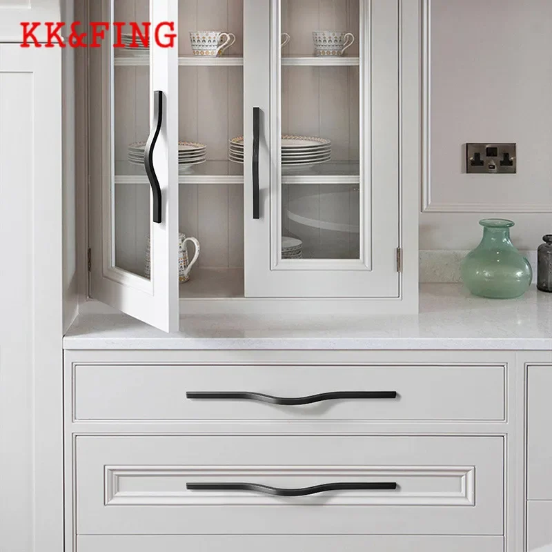 KK & FING 간단한 알루미늄 합금 골드 닦았 가구 캐비닛 도어 핸들 옷장 찬장 도어 서랍 핸들 가구 하드웨어