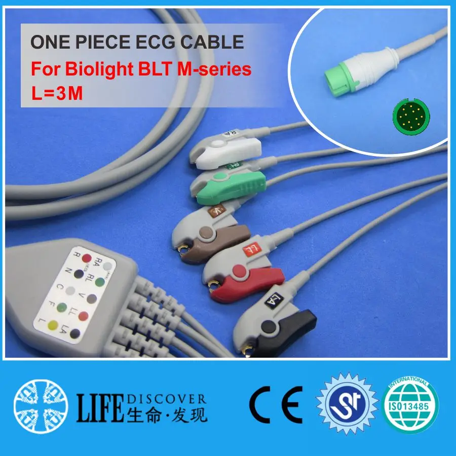 

ECG CABLE with 5 leadwires clip for Biolight BLT M-series patient monitor use